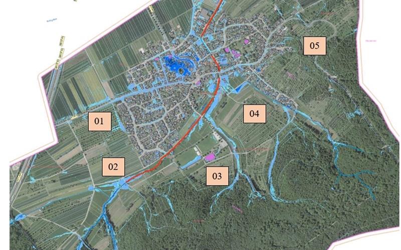 An diesen fünf Punkten könnte in Rohrau der Schutz vor Starkregen verbessert werden. GB-Foto: gb