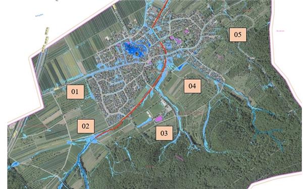 An diesen fünf Punkten könnte in Rohrau der Schutz vor Starkregen verbessert werden. GB-Foto: gb