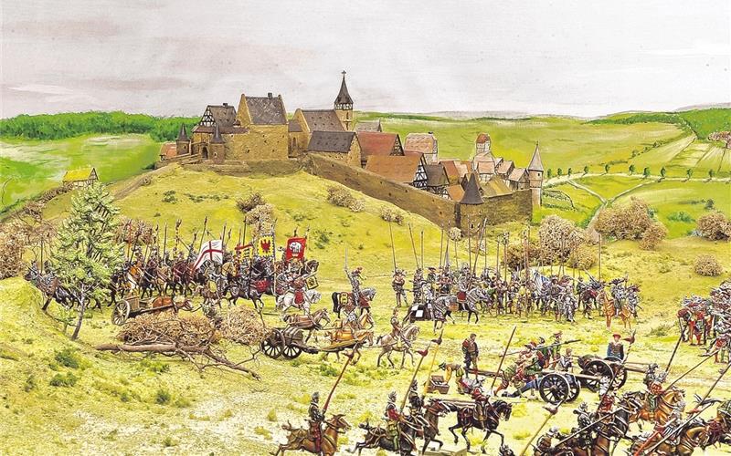 Auch dieses Bild ist neben anderen Exponaten im Bauernkriegsmuseum in der Böblinger Zehntscheuer zu sehen: Ein Bauernkriegsdiorama von Bernhard Kempin.GB-Foto: Stadt Böblingen