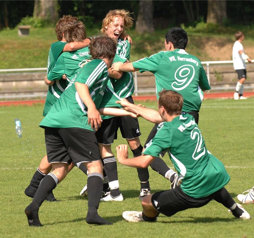 Ausgelassener Jubel bei den "Jungen Wilden" des VfL Herrenberg im Spieljahr 2008...