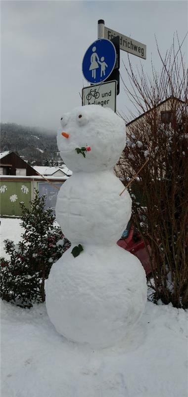 Axel Jungfer hat im Herrenberger Ehbühl diesen großen Schneemann gesehen.
