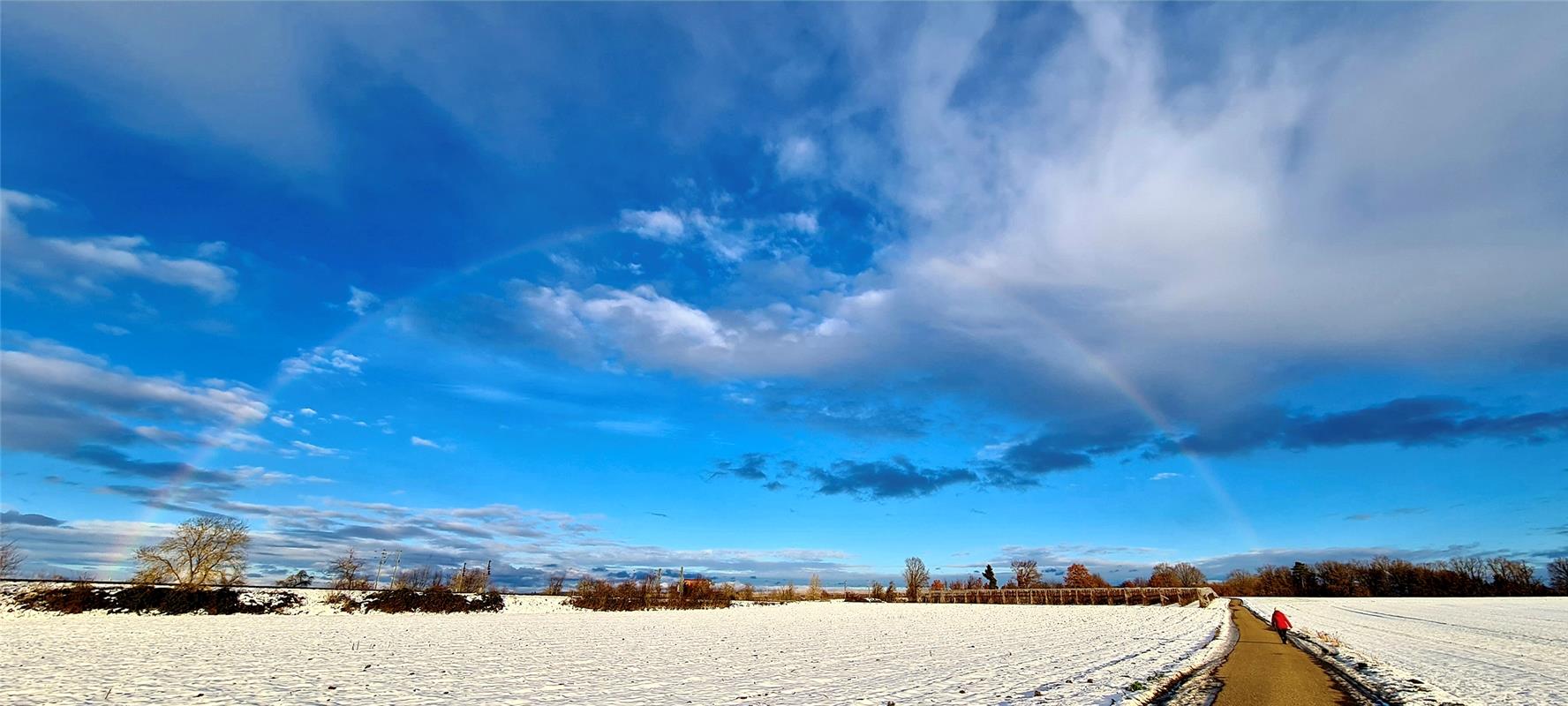 Beim morgendlichen Spaziergang über Bonforf gesehen. "You'll never find a rainbo...