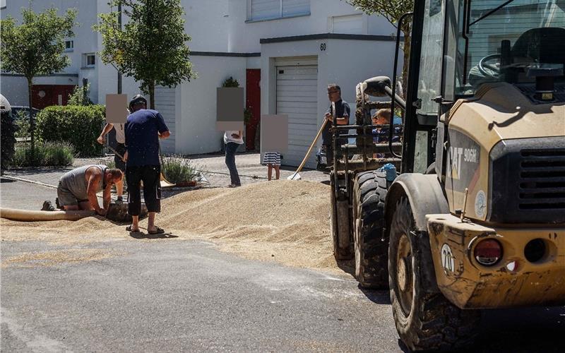 Traktor-Anhänger mit Getreide kippt um Traktor-Anhänger mit Getreide kippt um
