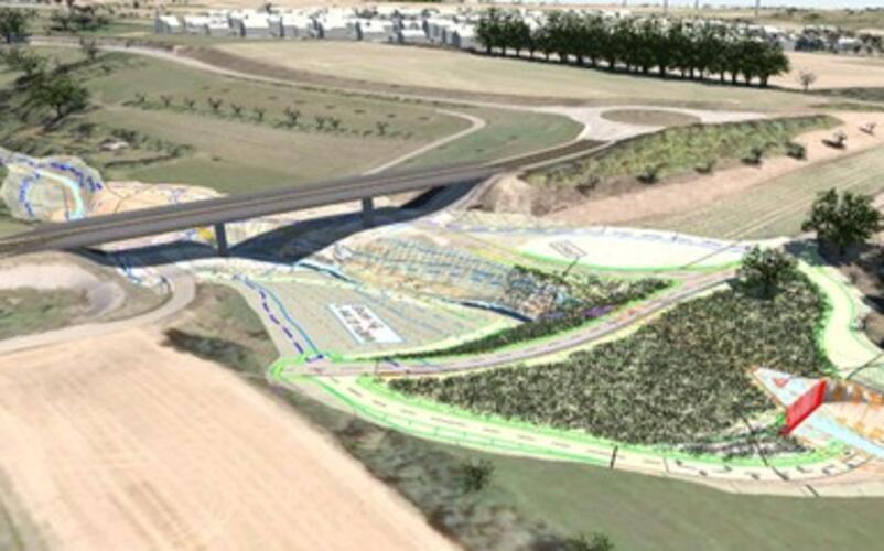 Das Hochwasserrückhaltebecken im Erzlochgraben in Herrenberg als Visualisierung. GB-Foto: Stadt Herrenberg/3D-Planzeichnung