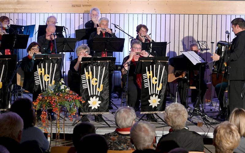 Das Mundharmonika-Orchester bestritt den ersten Teil des Jubiläumskonzerts. GB-Fotos: Holom