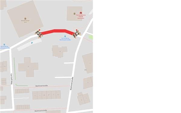 Das gesperrte Stück der Brahmsstraße.GB-Grafik: Stadt Herrenberg