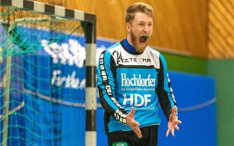 SG H2Ku: Haarsträubende Ballverluste und Fehlwürfe Der Abstiegskampf kostet Nerven – das ist SG-Torwart Marvin Heinz deutlich anzusehen GB-Foto: Drofitsch/Eibner
