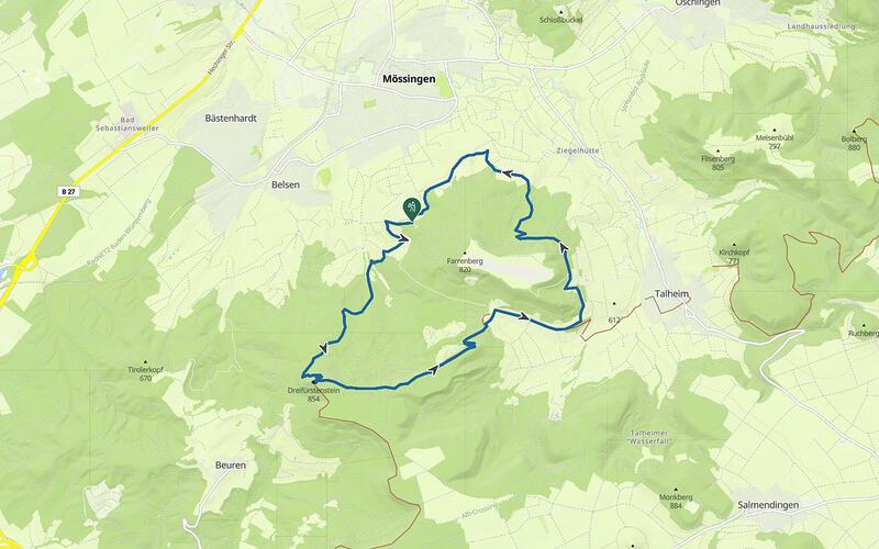 Der Dreifürstensteig liegt bei Mössingen auf der Alb.GB-Karte: www.früchtrauf.de