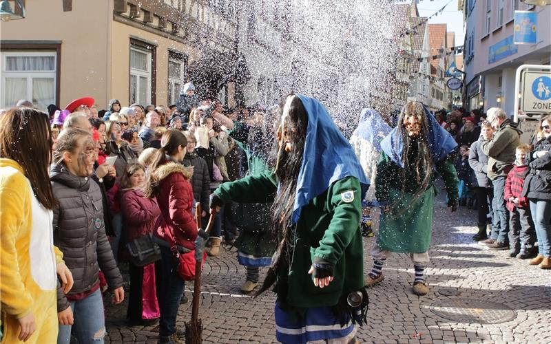 Rücksicht nehmen beim Konfettistreuen Der Faschingsumzug in Herrenberg avanciert zum mehrstündigen Event. GB-Foto (Archiv): Bäuerle