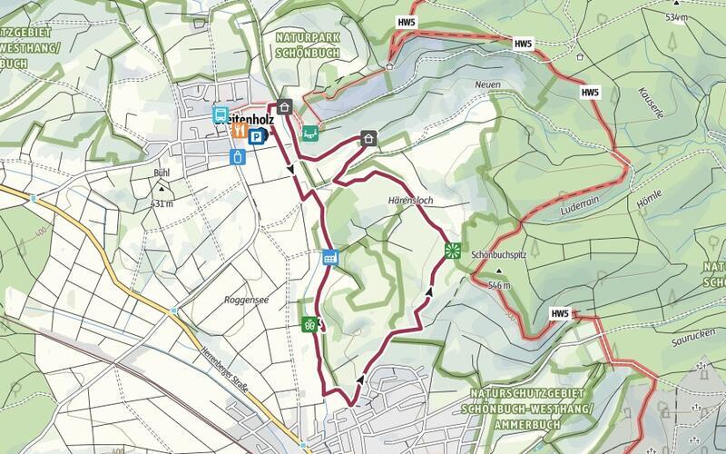 Der Gigelesweg: Rundwanderung über Breitenholz.GB-Karte: Naturpark Schönbuch