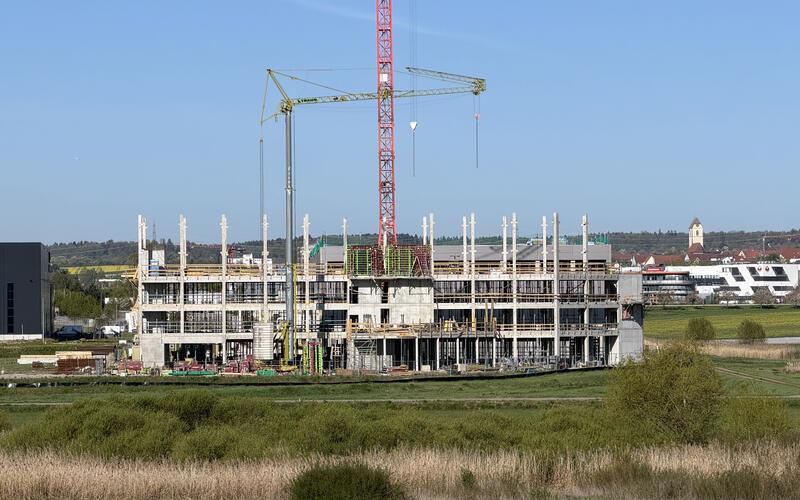 Der Neubau in Gärtringen geht planmäßig voran. Anfang 2027 will Eisenmann dort einziehen. GB-Foto: Bäuerle