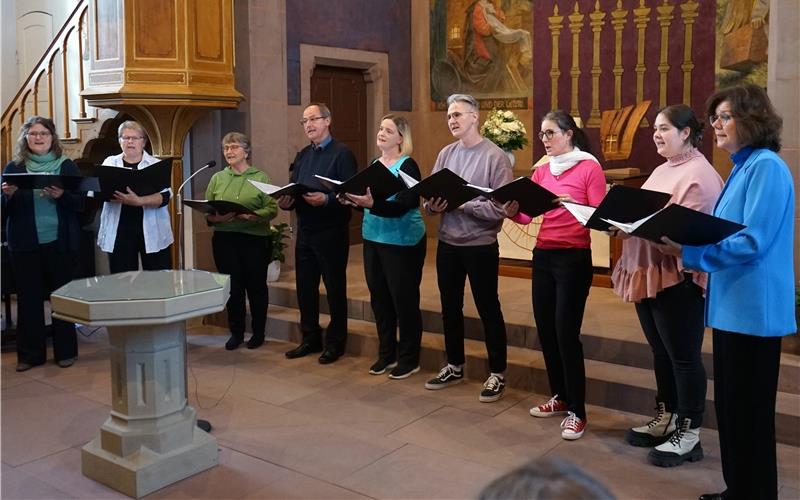 Der Oberjesinger Chor „FrohSing“ bei seinem Auftritt in der heimischen Bricciuskirche. GB-Foto: Straub