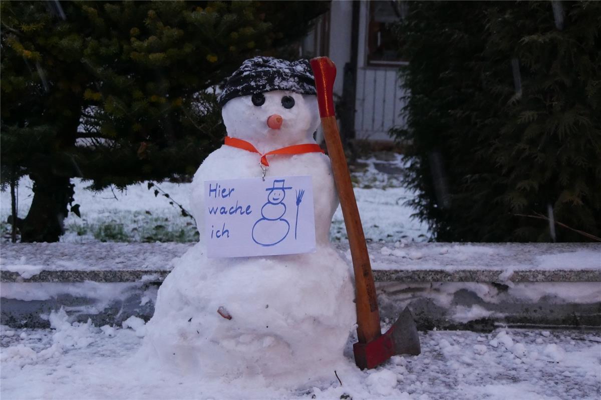 "Der Wachschneemann - fragt sich nur, wie lange er den Job wohl macht?", sagt Mi...