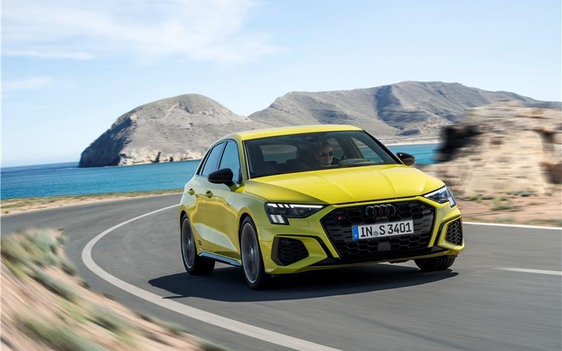 Der neue S3 Sportback in der Farbe „python yellow“:Beeindruckende Lufteinlässe dominieren die FrontGB-Fotos: gb