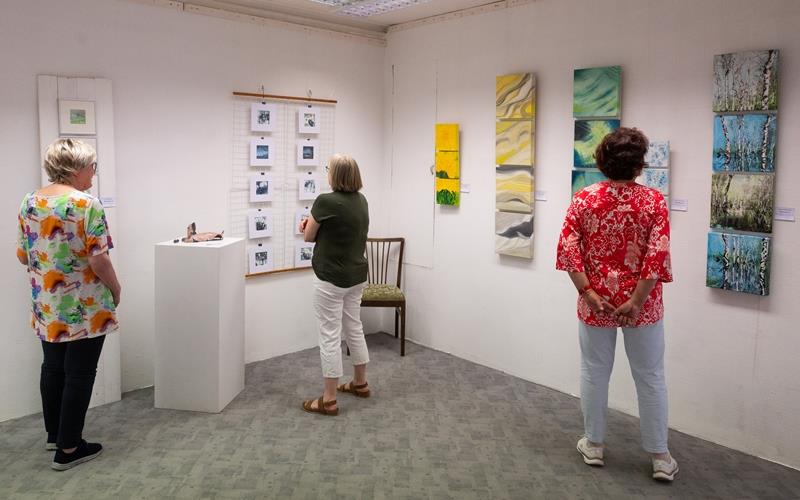 Dichter herangehen müssen die Betrachterinnen und Betrachter in der Ausstellung „Das kleine Format“. GB-Foto: Schmidt