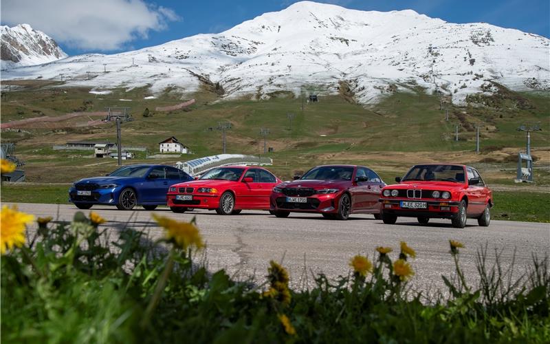 Die BMW-3er-Reihe: Die markante Frontpartie fällt von Anfang an ins Auge.GB-Foto:Hardy Mutschler
