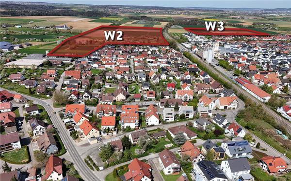 Die Flächen W2 und W3 im Norden des Orts wurden hinsichtlich einer weiteren Wohnerschließung untersucht. GB-Foto (Archiv): Holom