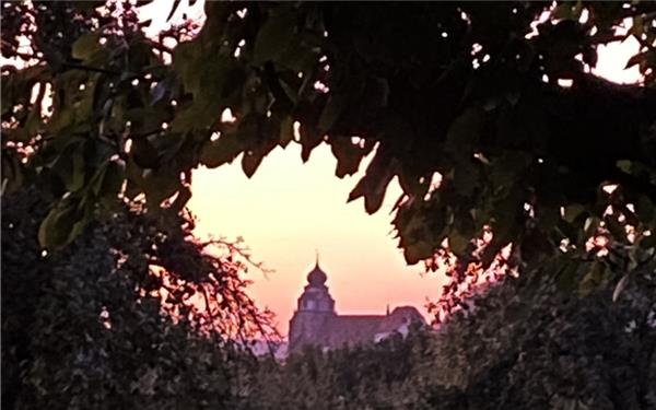 Die Glucke in den richtigen Rahmen gesetzt (gesehen in Herrenberg) GB-Foto: Bäuerle