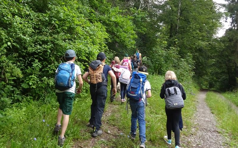Die Kinder machten sich für ein Team- und Kompetenztraining zu Waldwanderungen auf. GB-Foto: gb