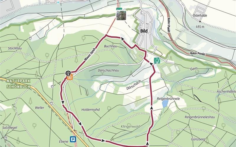 Die Klingenwaldrunde: Start ab Weil im Schönbuch. GB-Karte: Naturpark Schönbuch