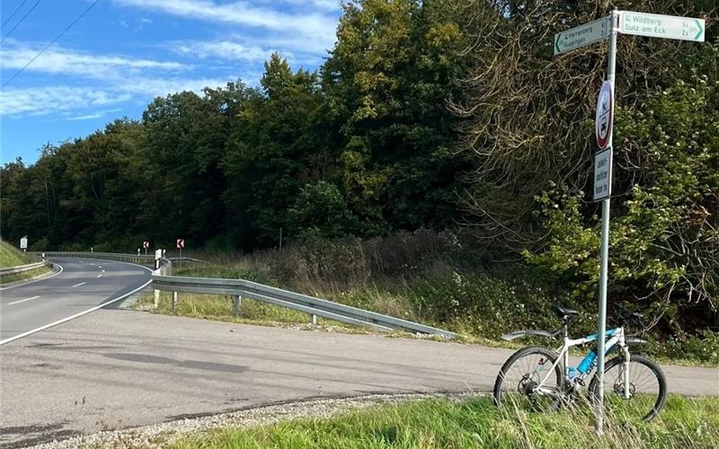Die Stelle, an der der ausgebaute Radweg von Wildberg her kommend endet. Bis der weitere Ausbau auf Herrenberger Gemarkung erfolgt ist, soll eine alternative Wegführung durch den Wald ausgeschildert werden. Doch auch das kann noch dauern. Bis dahin geht es für Radfahrer hier schlicht nicht weiter. Der Wegweiser in Richtung Herrenberg wird am Montag abgedeckt sein. GB-Foto: gb