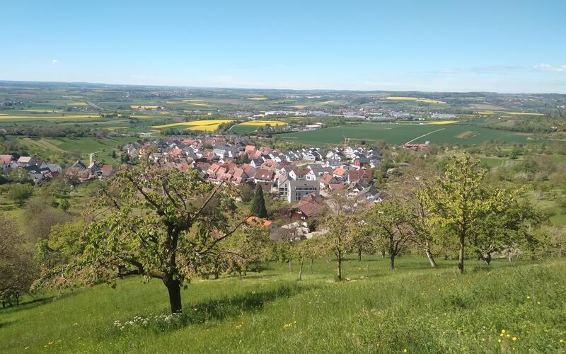 Die Streuobstwiesen bei Mönchberg bieten eine schöne Aussicht – wenn das Wetter mitspielt. GB-Foto (Archiv): gb
