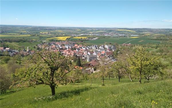Die Streuobstwiesen bei Mönchberg bieten eine schöne Aussicht – wenn das Wetter mitspielt. GB-Foto (Archiv): gb