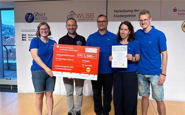 Die ausgezeichneten Mitglieder des TSV Gärtringen mit (von links) Sabrina Mirke-Lubik, Otto Hubacek, Jürgen Vetter, Tina Posedi und Fynn Felger.GB-Foto: gb