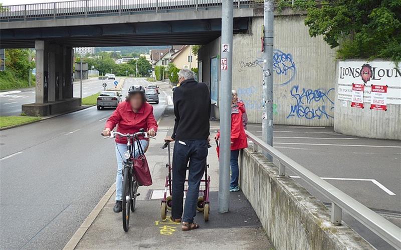 Diese Engstelle auf dem kombinierten Fuß- und Radweg nahe des Reinhold-Schick-Platzes in Herrenberg gilt als Negativbeispiel für einen sicheren Fahrradweg. GB-Foto (Archiv): gb