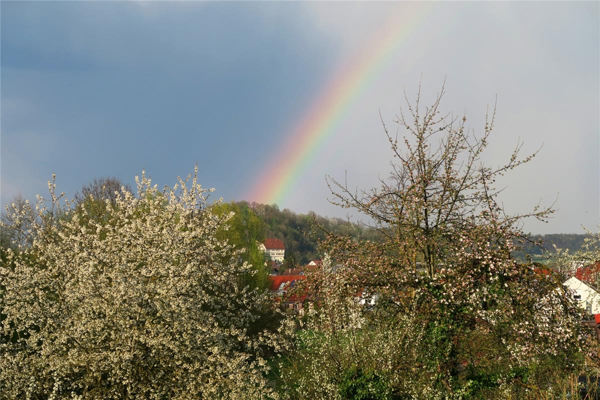 Diesen Regenbogen über Herrenberg am Ostersonntag hat Frank Gade aus Böblingen a...