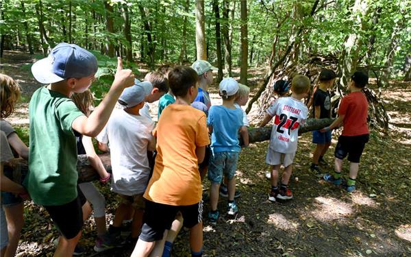 Digitale Medien sind ein paar Stunden außen vor, wenn die Kinder am Alten Rain bei der Ferienfreizeit toben. GB-Foto: Holom