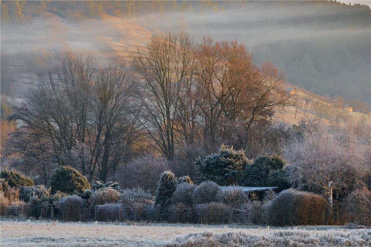 Ein frostiger Morgen im Ammertal. Von Anne Biedermann aus Herrenberg.