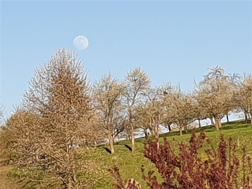 Ein schöner Tag neigt sich langsam mit einem runden Vollmond dem Ende zu. Aufgen...