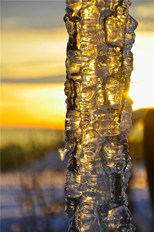 Eiszapfen in der Morgensonne an seinem Haus in Jettingen lichtete Uli Stügelmaie...