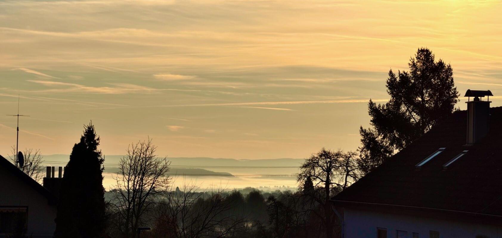 "Fern im Tal – Nebelschleier im ersten Licht".  Von Minja Rollinson.