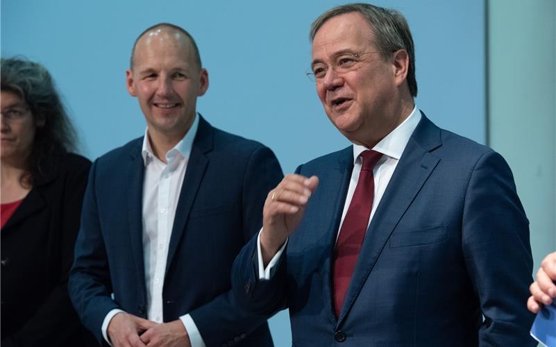 Gemeinsamer Auftritt im Juli bei der IBM in Ehningen: CDU-Kanzlerkandidat Armin Laschet (rechts) und der CDU-Wahlkreisabgeordnete Marc BiadaczGB-Foto: Vecsey
