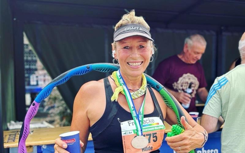Geschafft: Hilde Wieland nach dem Halbmarathon in Bräunlingen. GB-Fotos: gb