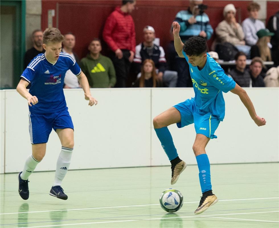 Herrenberg, Längenholzhalle, Fußball, Gäubote-Cup,  TV Darmsheim (blau) - TSV Eh...