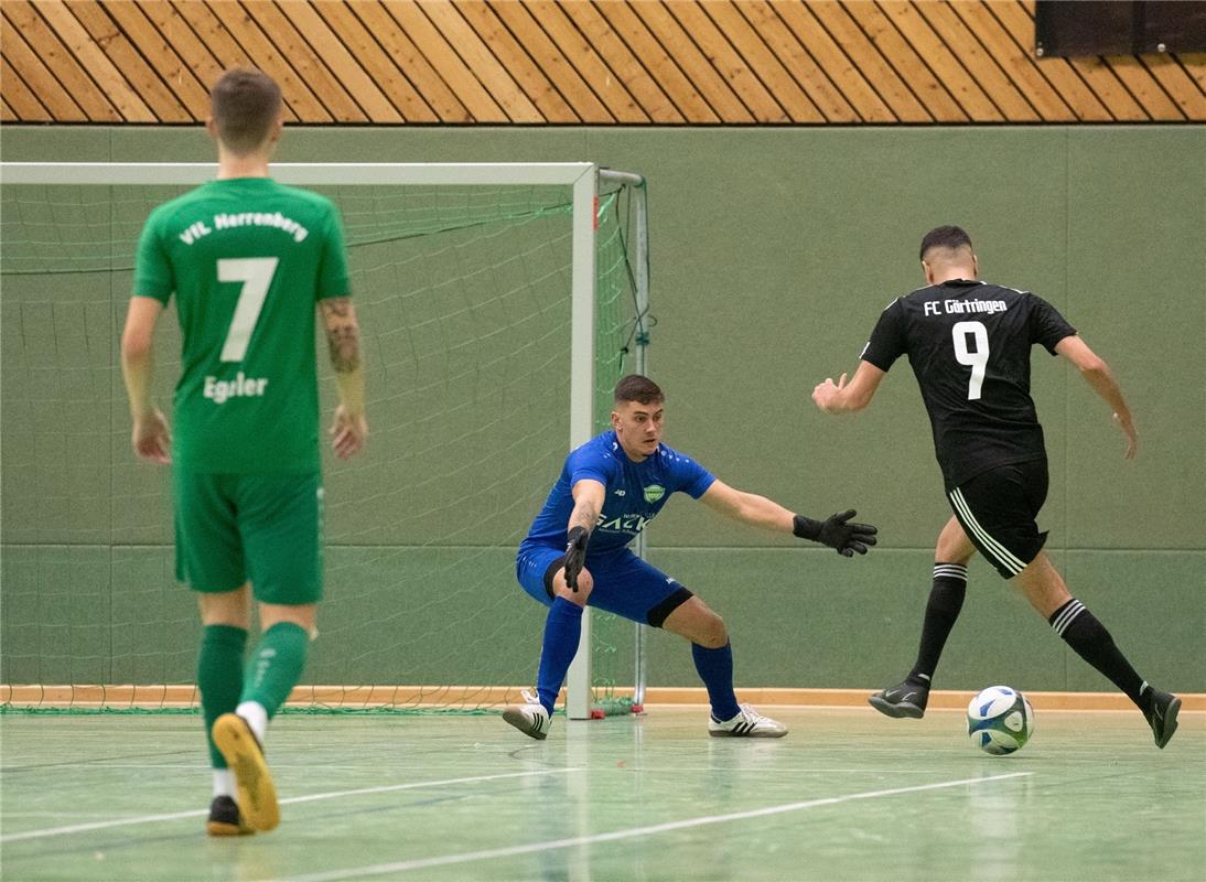 Herrenberg, Längenholzhalle, Fußball, Gäubote-Cup,  VfL Herrenberg (grün) - FC G...