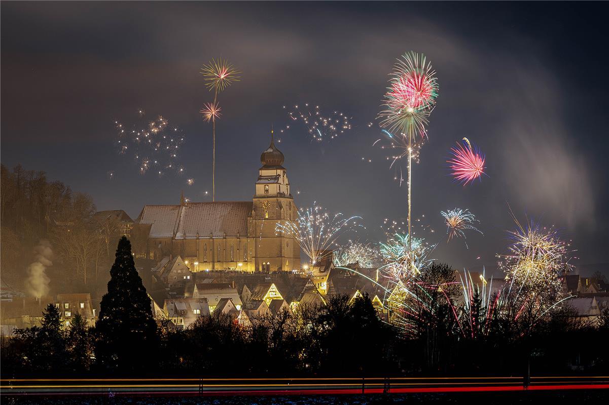 Herrenberger Stiftskirche an Silvester.  Von Sonja Sayer aus Jettingen.
