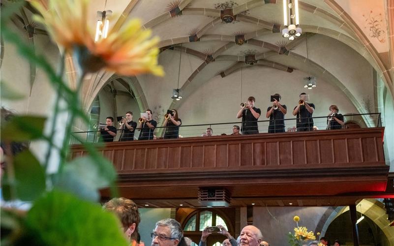 In der Gärtringer Sankt-Veit-Kirche bringt „Trumpet Power“ unter anderem „A Groovy Kind of Love“, „Thriller“ und „Hallelujah“ von Leonard Cohen auf die Bühne.GB-Foto: Vecsey