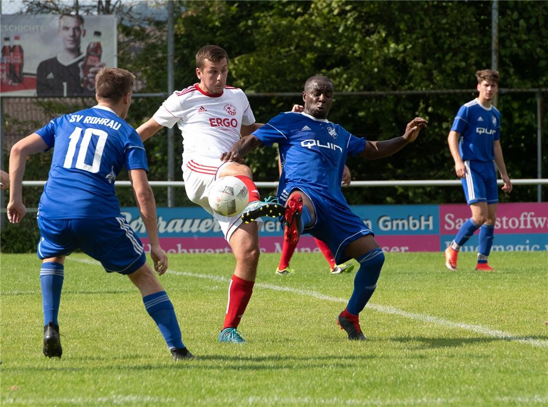 John Edegbe ( Rohrau blau )   Fußball Rohrau gegen Fortuna Böblingen 8 / 2019 Fo...