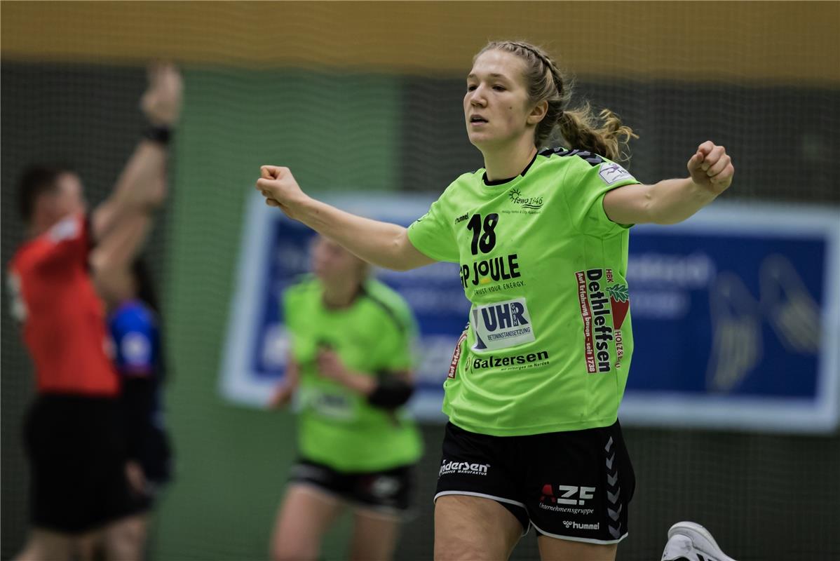 Jubel / Torjubel bei Johanna Andresen (Nr.18, TSV Nord Harrislee)