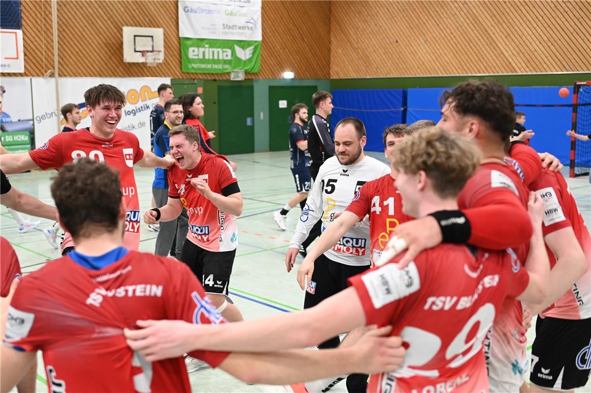 Jubel nach dem Sieg, positive Emotionen  SG H2Ku Herrenberg - TSV Blaustein, Han...