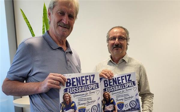 Jürgen Schuhmann (links) und Gerd Körber möchten mit einem Benefizspiel Geld für Thomas Oberdorfer sammeln. GB-Foto: gb