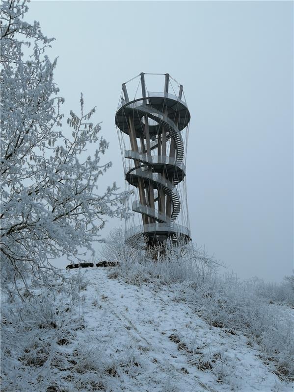 Karin Hahn hat diese Winter-Wunderwelt am Herrenberger Schönbuchturm auf einen d...