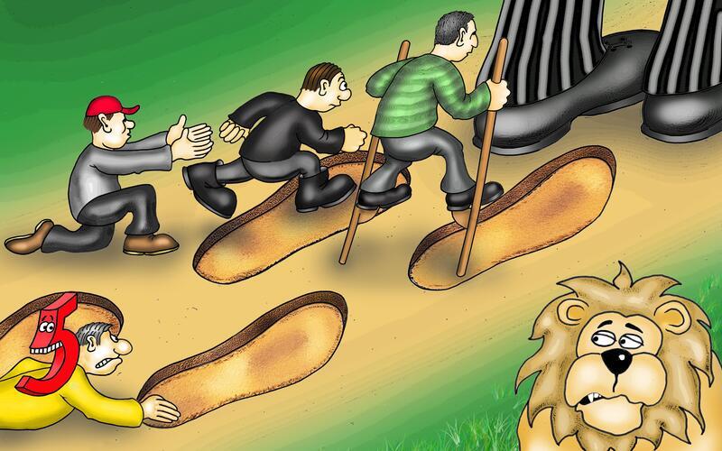 Keenich Winfrieds Laatsche send für älle Nochfolger riesegroß.GB-Cartoon: Karlheinz Haaf