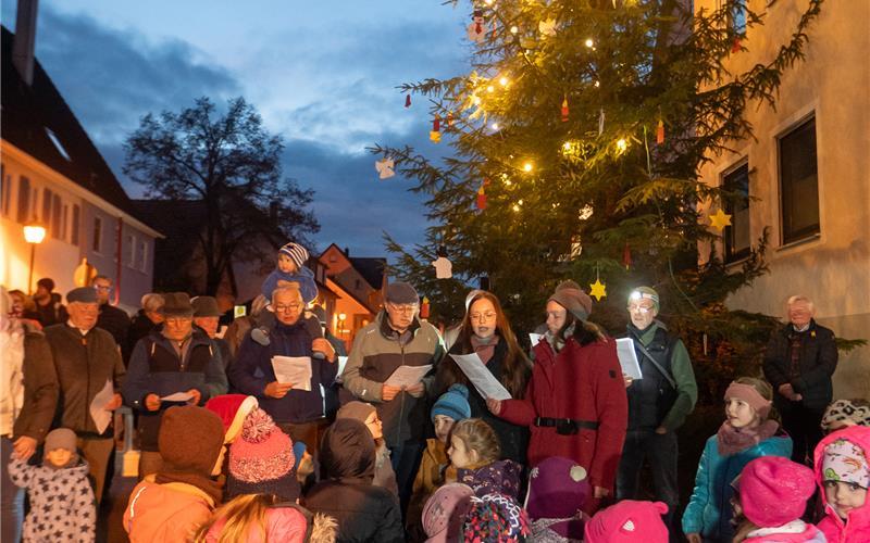 Kita-Kinder, Liederkranz und Bürger wirkten beim Singen mit. GB-Foto: Vecsey