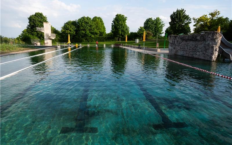 Herrenberger Naturfreibad geschlossen: Bakterium Pseudomonas aeruginosa überschreitet Grenzwert Leere im Naturfreibad: Frühestens zum Ende dieser Woche wird wieder geöffnet. GB-Foto: Schmidt