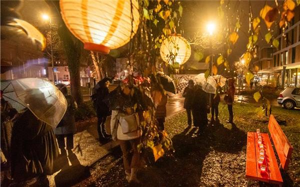 Lichter gegen Hass an Frauen: Kundgebung in Herrenberg.GB-Foto: Vecsey